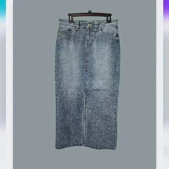 UnionBay Denim Maxi Skirt With Front Slit - Has Repair Size 9 - Picture 4 of 9